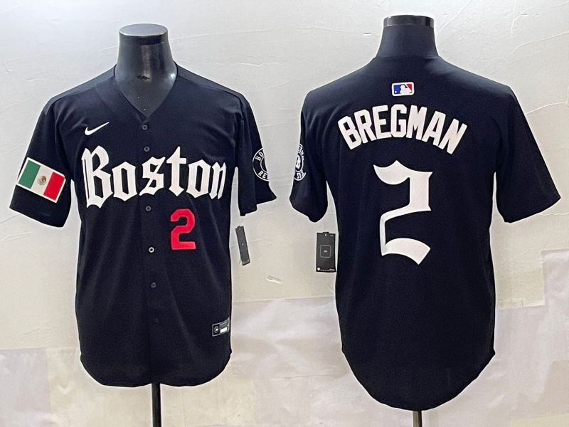 Men 2025 Boston Red Sox #2 Bregman Black Five generations Joint Name Nike MLB Jersey style 4